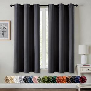MIULEE Burgundy Red Blackout Curtains for Bedroom Living Room 72 Inches Long 2 Panels, Thermal Insulated Drapes Solid Grommet Top Noise Reduction Christmas Window Treatments W40 x L72 Inch(Grey)