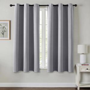MIULEE Burgundy Red Blackout Curtains for Bedroom Living Room 72 Inches Long 2 Panels, Thermal Insulated Drapes Solid Grommet Top Noise Reduction Christmas Window Treatments W40 x L72 Inch(Light Grey)