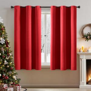 MIULEE Burgundy Red Blackout Curtains for Bedroom Living Room 72 Inches Long 2 Panels, Thermal Insulated Drapes Solid Grommet Top Noise Reduction Christmas Window Treatments W40 x L72 Inch(Red)