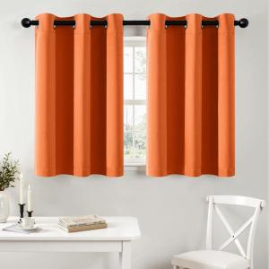 MIULEE Burgundy Red Blackout Curtains for Bedroom Living Room 72 Inches Long 2 Panels, Thermal Insulated Drapes Solid Grommet Top Noise Reduction Christmas Window Treatments W40 x L72 Inch(Orange)