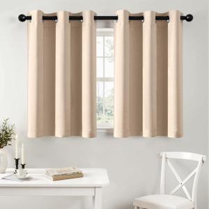 MIULEE Burgundy Red Blackout Curtains for Bedroom Living Room 72 Inches Long 2 Panels, Thermal Insulated Drapes Solid Grommet Top Noise Reduction Christmas Window Treatments W40 x L72 Inch(Beige)