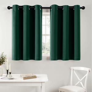 MIULEE Burgundy Red Blackout Curtains for Bedroom Living Room 72 Inches Long 2 Panels, Thermal Insulated Drapes Solid Grommet Top Noise Reduction Christmas Window Treatments W40 x L72 Inch(Hunter Green)