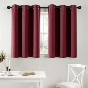 MIULEE Burgundy Red Blackout Curtains for Bedroom Living Room 72 Inches Long 2 Panels, Thermal Insulated Drapes Solid Grommet Top Noise Reduction Christmas Window Treatments W40 x L72 Inch(Burgundy Red)