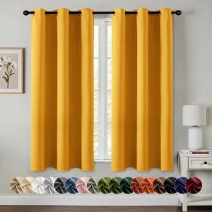 MIULEE Burgundy Red Blackout Curtains for Bedroom Living Room 72 Inches Long 2 Panels, Thermal Insulated Drapes Solid Grommet Top Noise Reduction Christmas Window Treatments W40 x L72 Inch(Yellow)