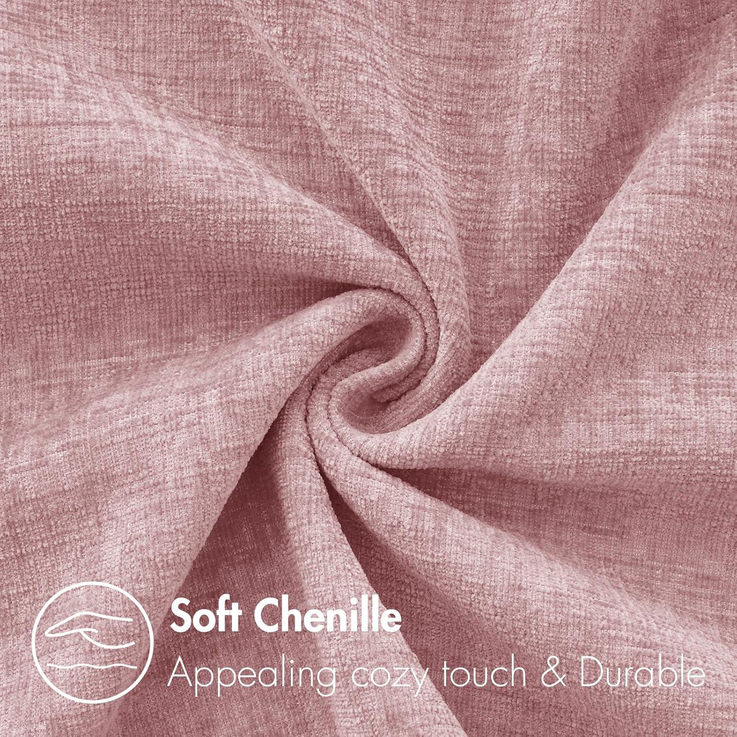 imageMIULEE Pack of 2 Couch Throw Pillow Covers 18x18 Inch Soft Gold Chenille Pillow Covers for Sofa Living Room Spring Home Decor Couch Solid Dyed CasesBlush Pink