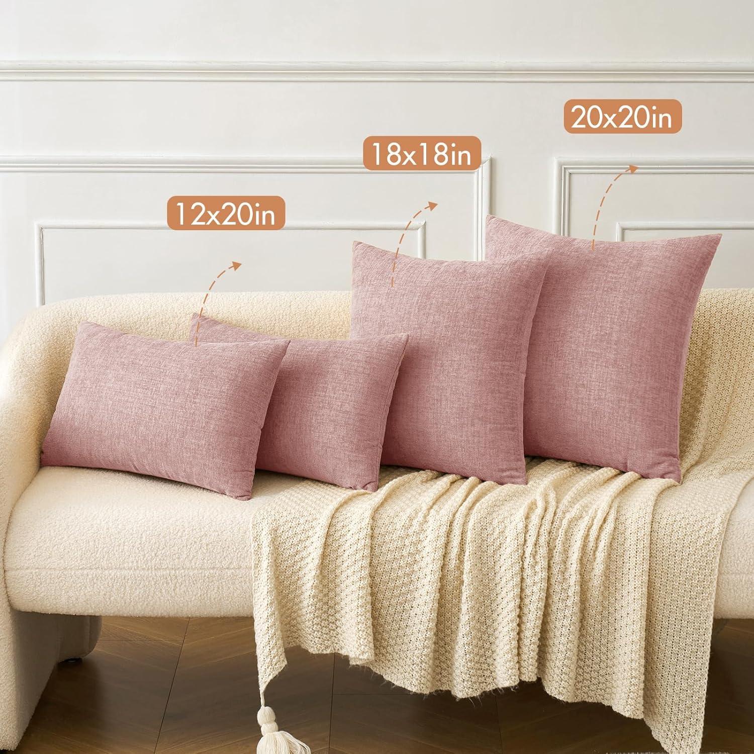 imageMIULEE Pack of 2 Couch Throw Pillow Covers 18x18 Inch Soft Gold Chenille Pillow Covers for Sofa Living Room Spring Home Decor Couch Solid Dyed CasesBlush Pink