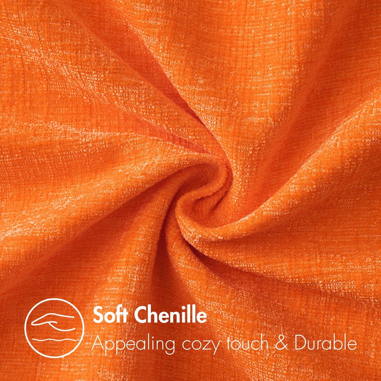 imageMIULEE Pack of 2 Couch Throw Pillow Covers 18x18 Inch Soft Gold Chenille Pillow Covers for Sofa Living Room Spring Home Decor Couch Solid Dyed CasesBright Orange