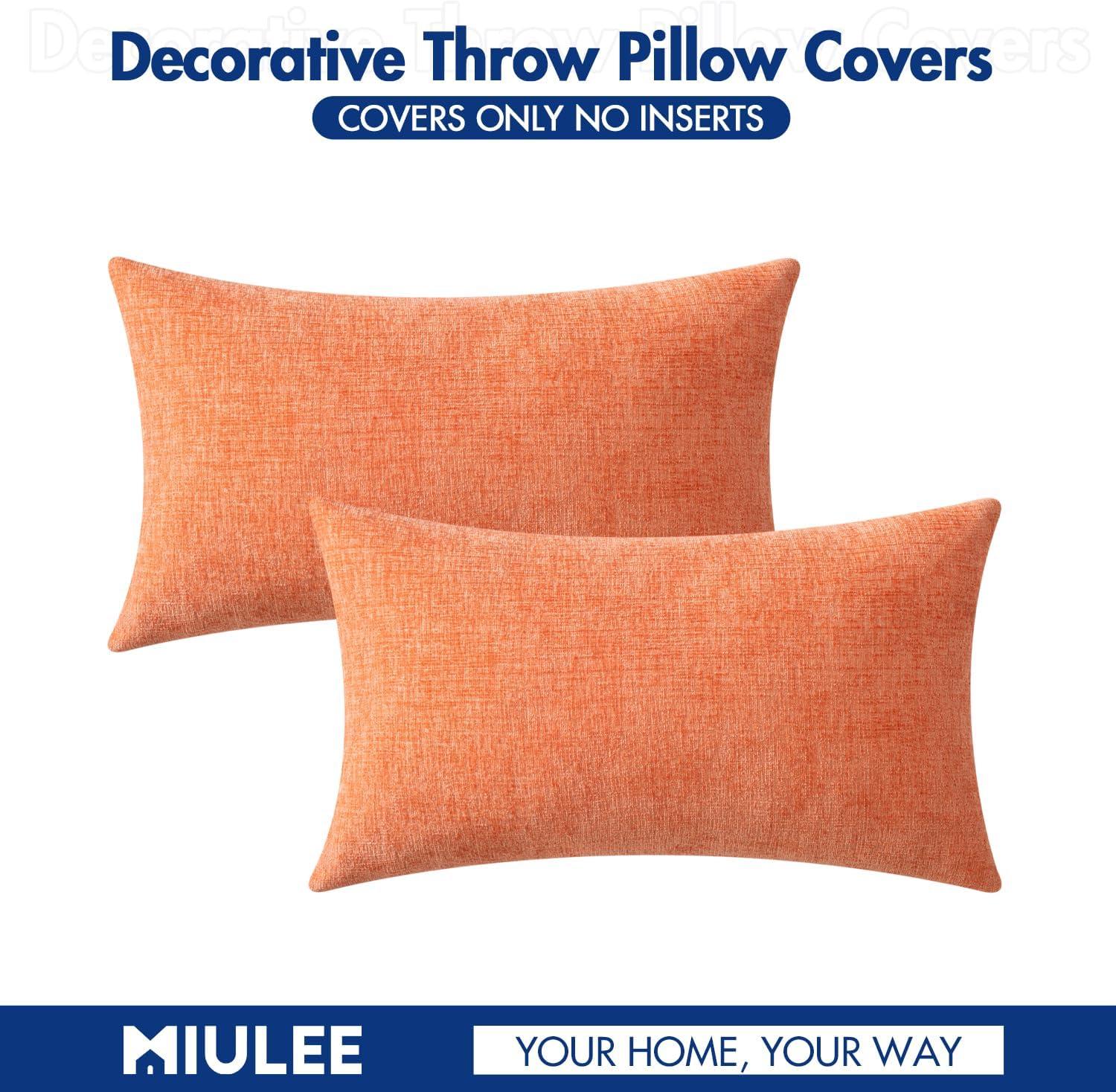 imageMIULEE Pack of 2 Couch Throw Pillow Covers 18x18 Inch Soft Gold Chenille Pillow Covers for Sofa Living Room Spring Home Decor Couch Solid Dyed CasesCoral Red