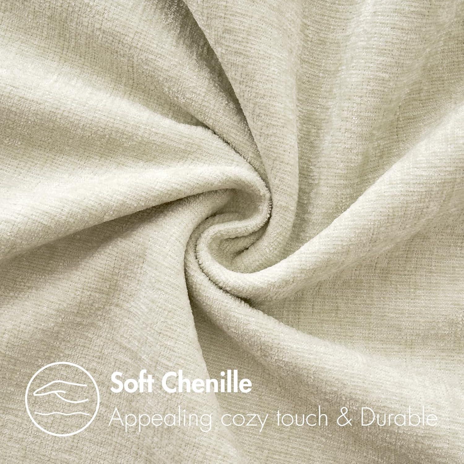 imageMIULEE Pack of 2 Couch Throw Pillow Covers 18x18 Inch Soft Gold Chenille Pillow Covers for Sofa Living Room Spring Home Decor Couch Solid Dyed CasesCream