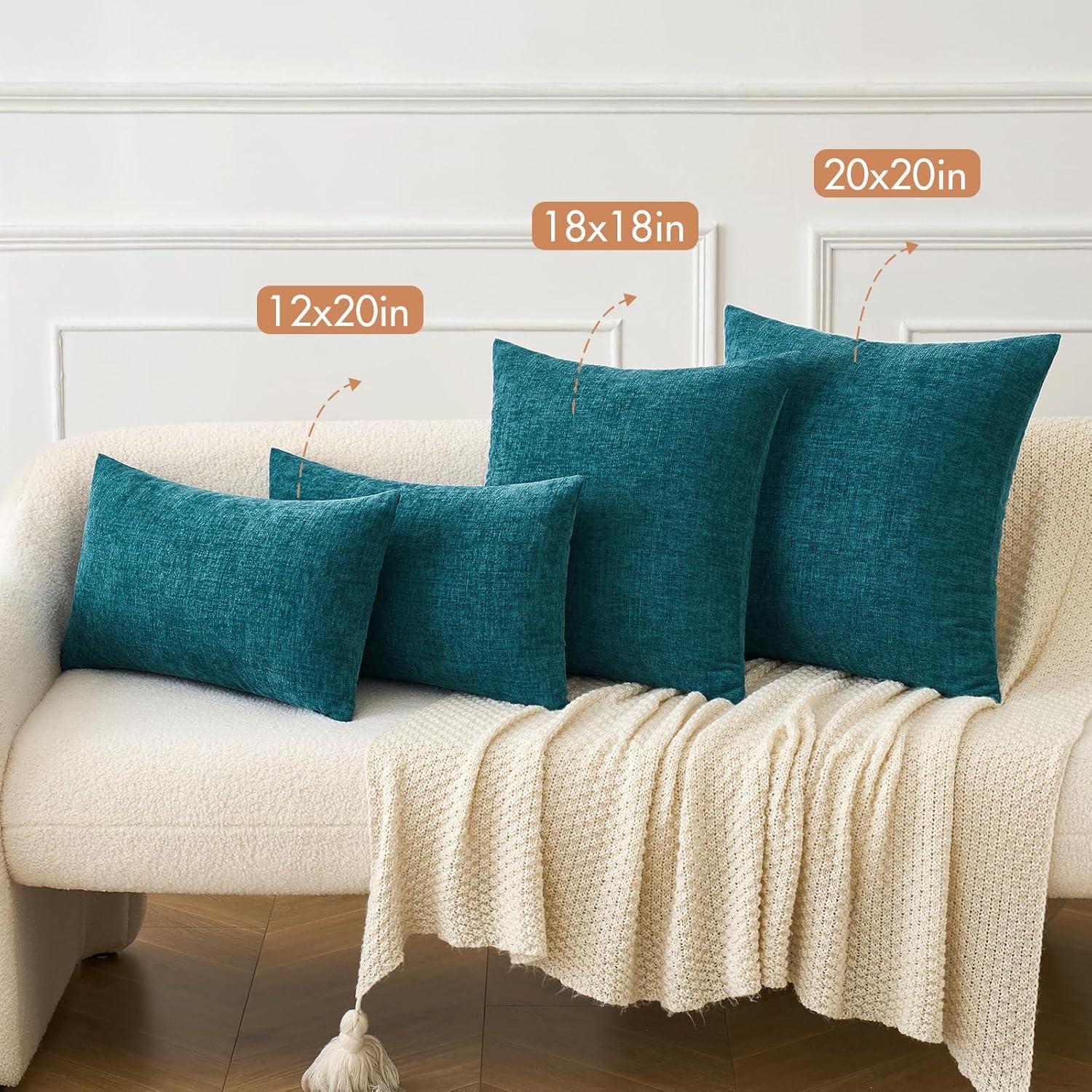 imageMIULEE Pack of 2 Couch Throw Pillow Covers 18x18 Inch Soft Gold Chenille Pillow Covers for Sofa Living Room Spring Home Decor Couch Solid Dyed CasesDark Teal