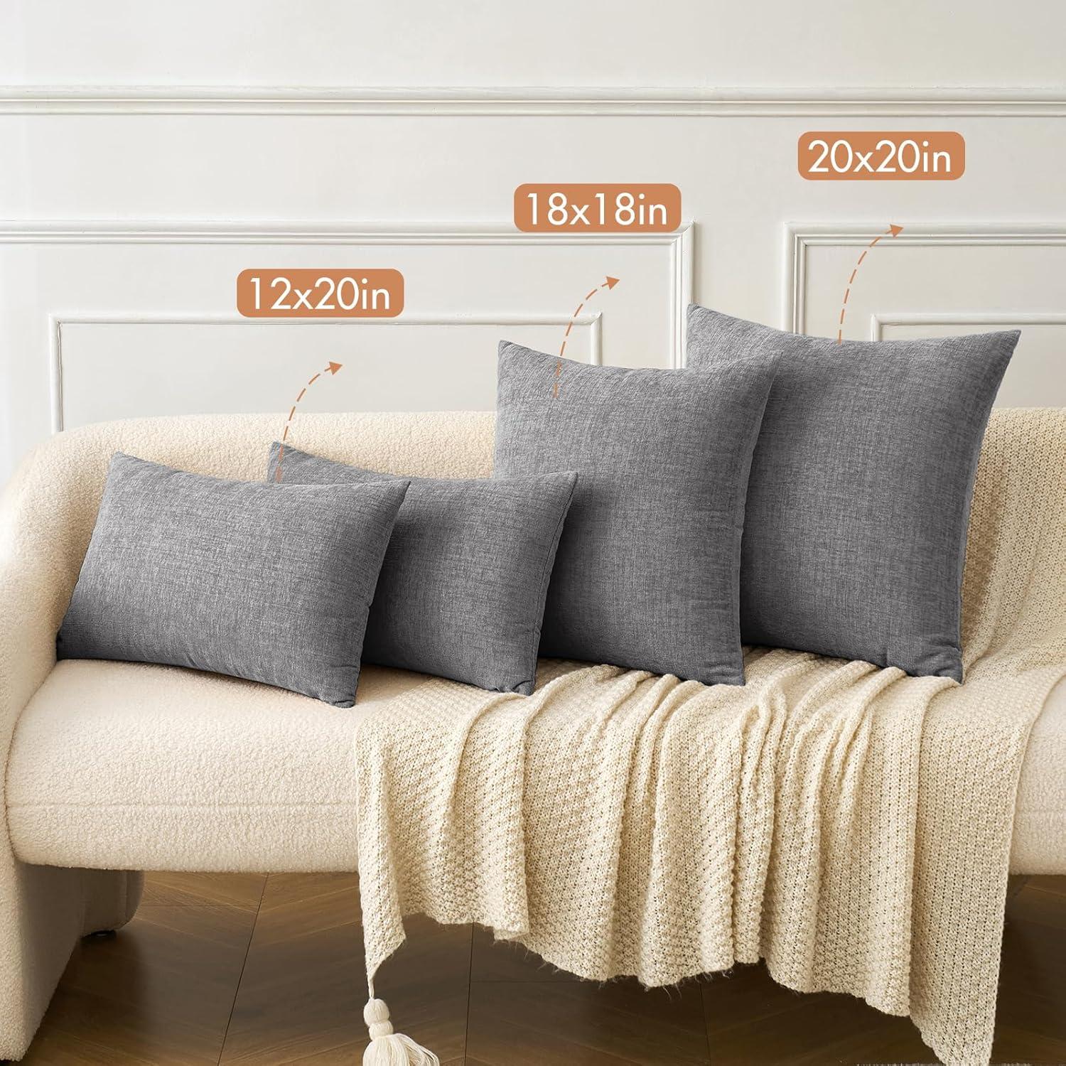 imageMIULEE Pack of 2 Couch Throw Pillow Covers 18x18 Inch Soft Gold Chenille Pillow Covers for Sofa Living Room Spring Home Decor Couch Solid Dyed CasesDark Gray