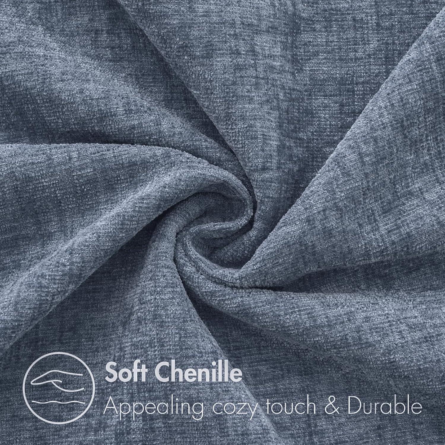 imageMIULEE Pack of 2 Couch Throw Pillow Covers 18x18 Inch Soft Gold Chenille Pillow Covers for Sofa Living Room Spring Home Decor Couch Solid Dyed CasesDark Grey Blue