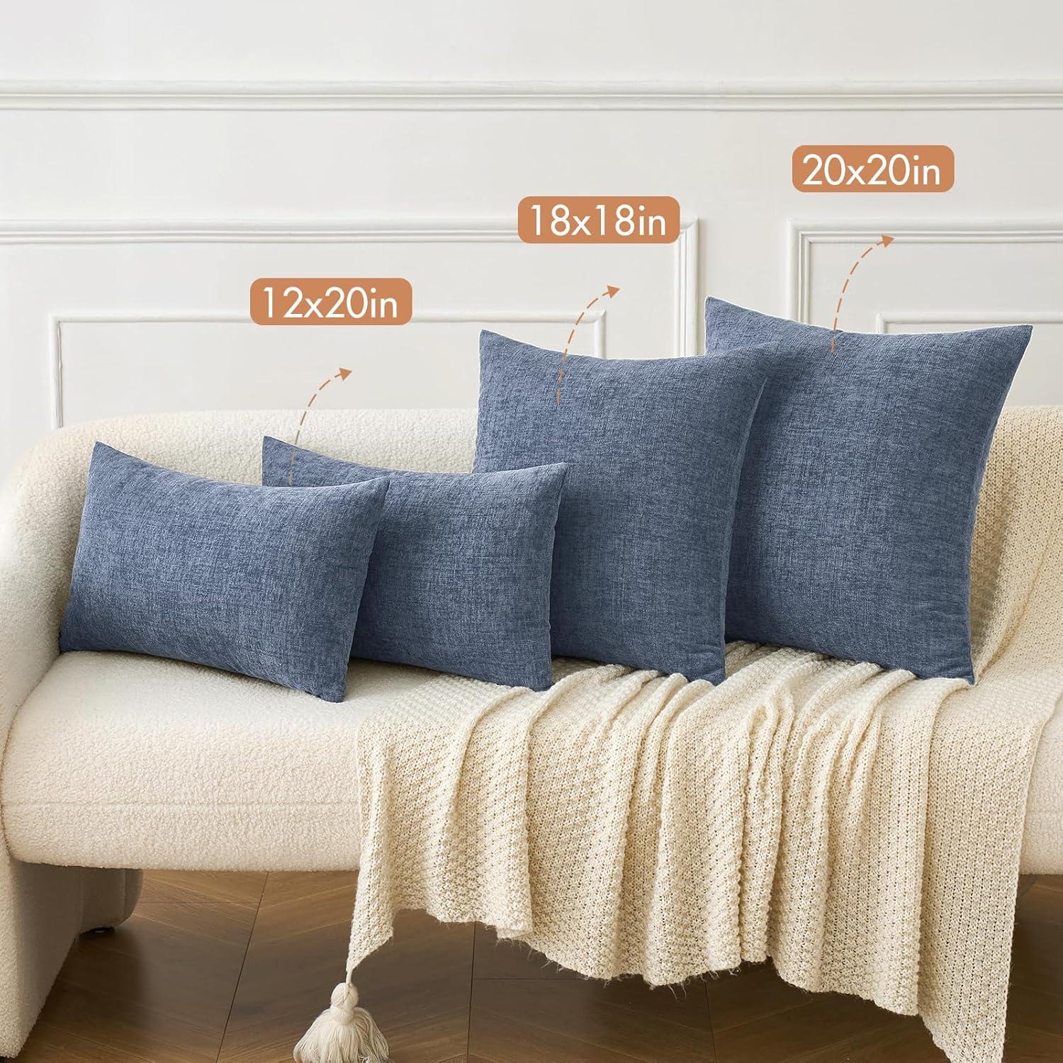 imageMIULEE Pack of 2 Couch Throw Pillow Covers 18x18 Inch Soft Gold Chenille Pillow Covers for Sofa Living Room Spring Home Decor Couch Solid Dyed CasesDark Grey Blue
