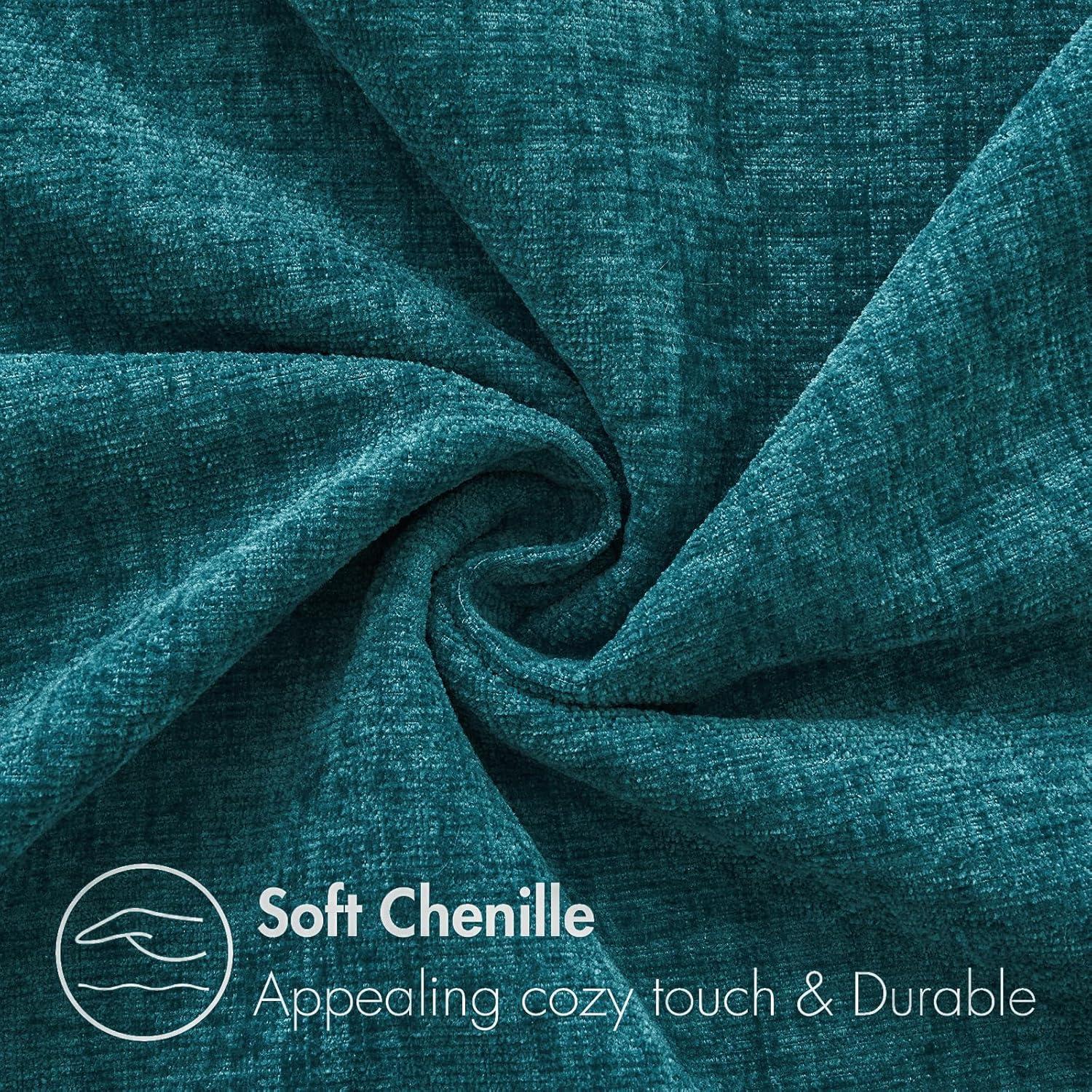 imageMIULEE Pack of 2 Couch Throw Pillow Covers 18x18 Inch Soft Gold Chenille Pillow Covers for Sofa Living Room Spring Home Decor Couch Solid Dyed CasesDark Teal