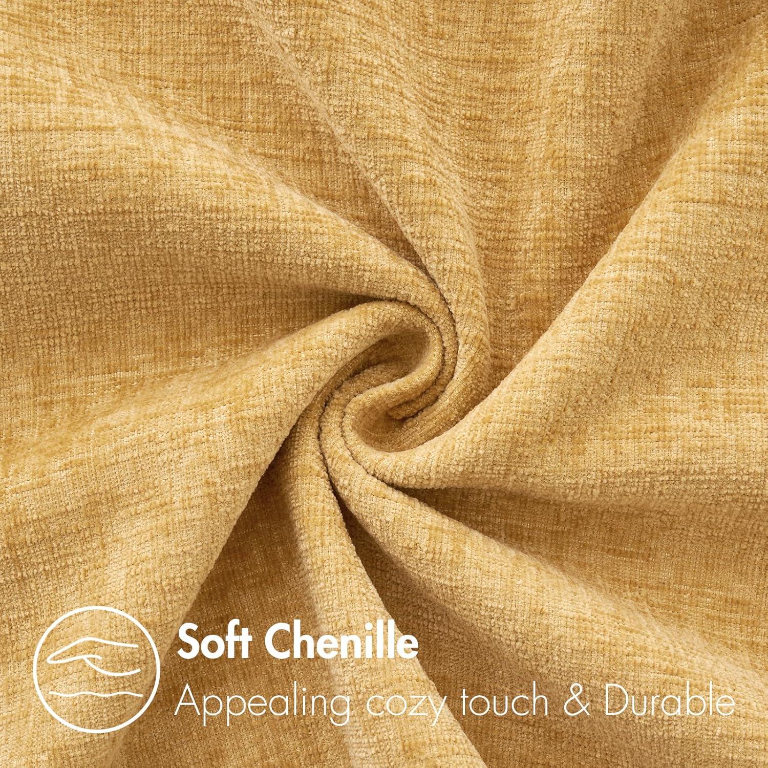 imageMIULEE Pack of 2 Couch Throw Pillow Covers 18x18 Inch Soft Gold Chenille Pillow Covers for Sofa Living Room Spring Home Decor Couch Solid Dyed CasesGold