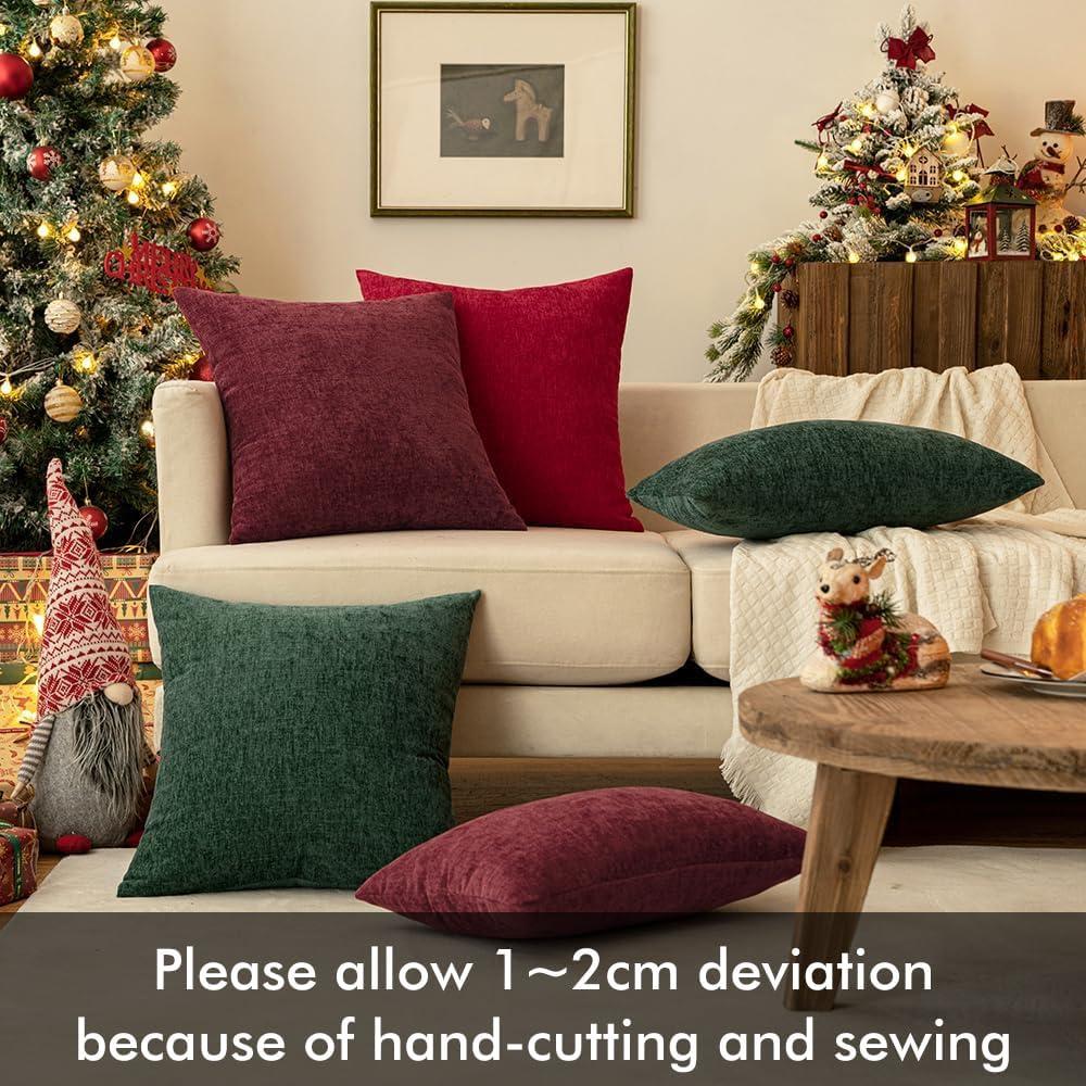 imageMIULEE Pack of 2 Couch Throw Pillow Covers 18x18 Inch Soft Gold Chenille Pillow Covers for Sofa Living Room Spring Home Decor Couch Solid Dyed CasesGreen