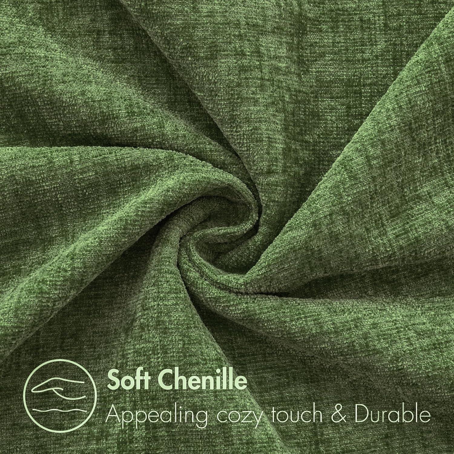 imageMIULEE Pack of 2 Couch Throw Pillow Covers 18x18 Inch Soft Gold Chenille Pillow Covers for Sofa Living Room Spring Home Decor Couch Solid Dyed CasesMoss Green