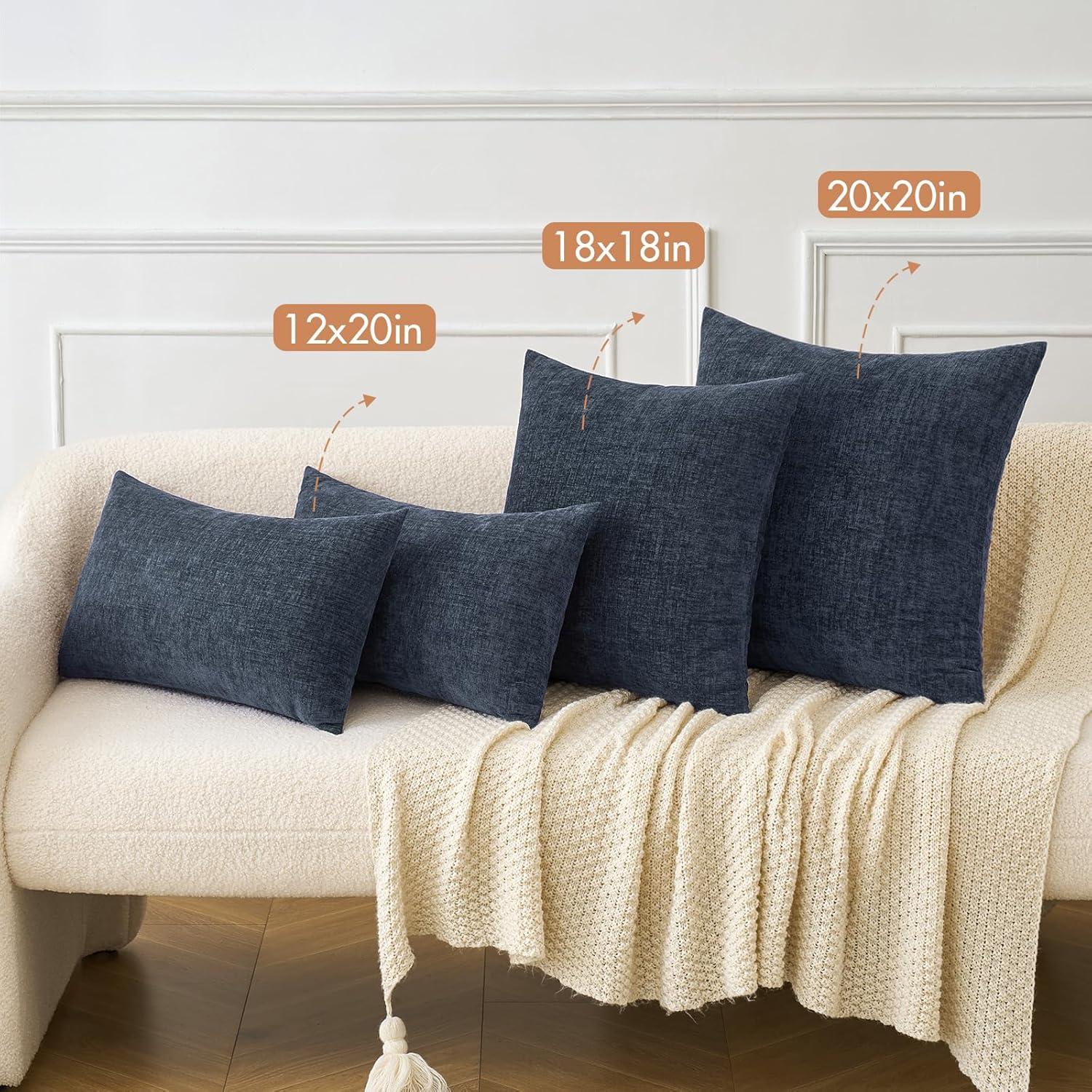 imageMIULEE Pack of 2 Couch Throw Pillow Covers 18x18 Inch Soft Gold Chenille Pillow Covers for Sofa Living Room Spring Home Decor Couch Solid Dyed CasesNavy Blue