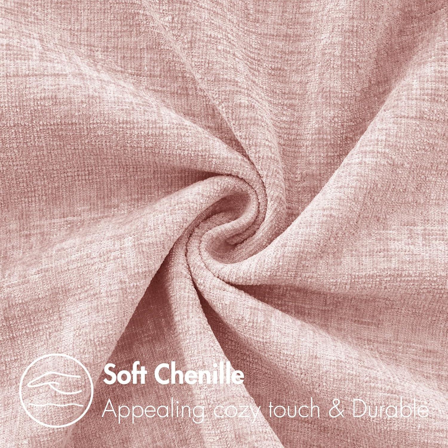 imageMIULEE Pack of 2 Couch Throw Pillow Covers 18x18 Inch Soft Gold Chenille Pillow Covers for Sofa Living Room Spring Home Decor Couch Solid Dyed CasesPink