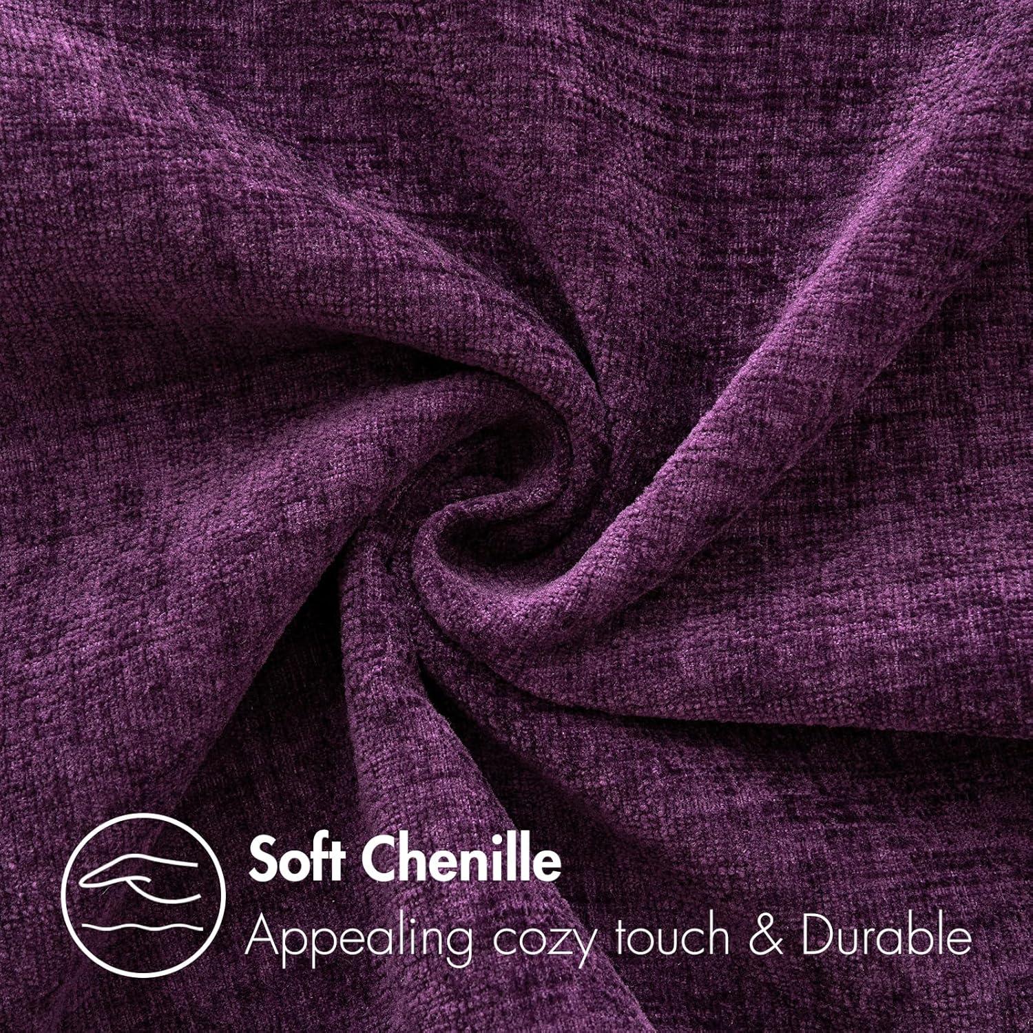 imageMIULEE Pack of 2 Couch Throw Pillow Covers 18x18 Inch Soft Gold Chenille Pillow Covers for Sofa Living Room Spring Home Decor Couch Solid Dyed CasesPlum Purple