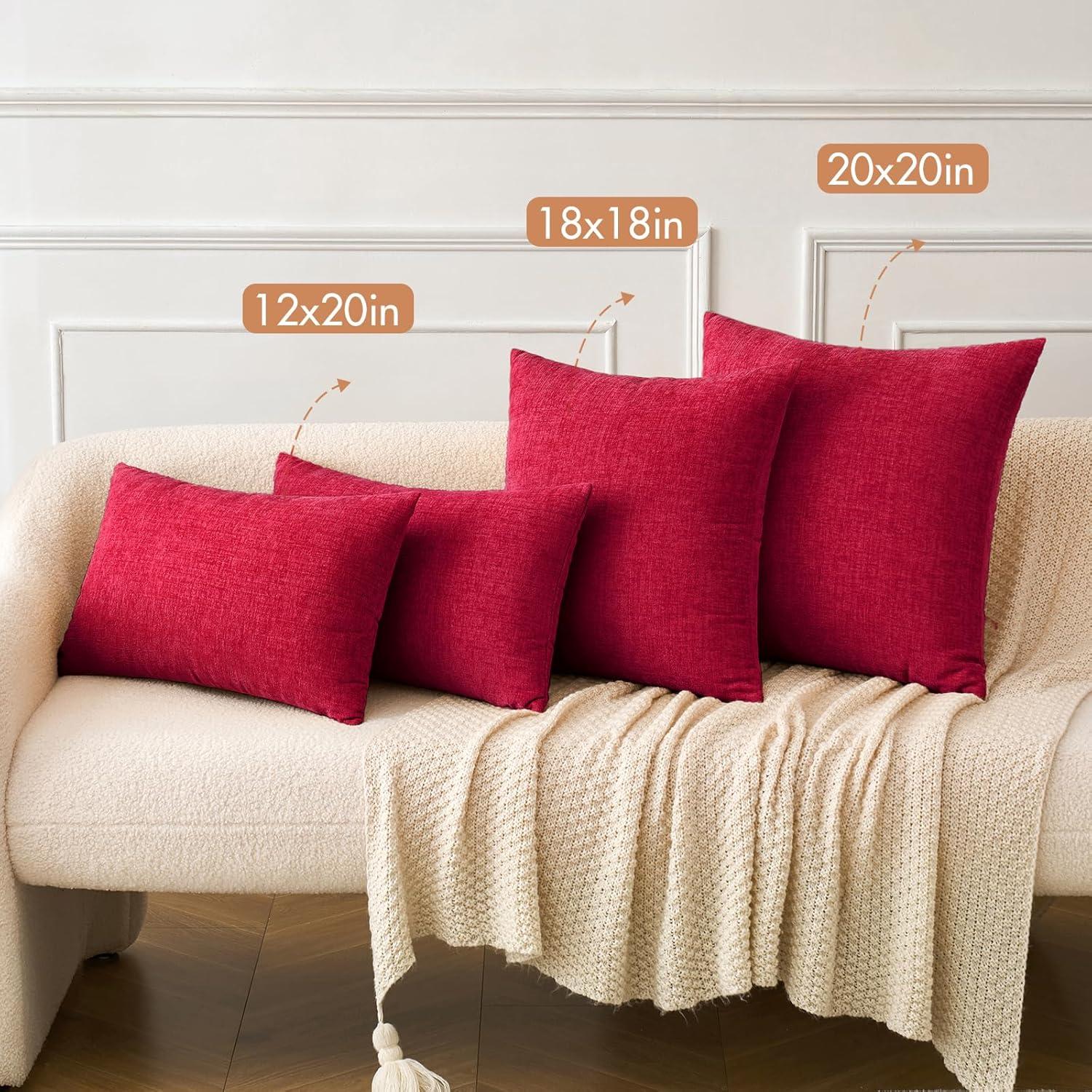 imageMIULEE Pack of 2 Couch Throw Pillow Covers 18x18 Inch Soft Gold Chenille Pillow Covers for Sofa Living Room Spring Home Decor Couch Solid Dyed CasesRed