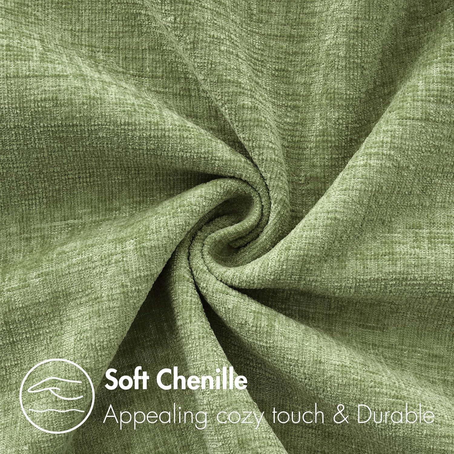 imageMIULEE Pack of 2 Couch Throw Pillow Covers 18x18 Inch Soft Gold Chenille Pillow Covers for Sofa Living Room Spring Home Decor Couch Solid Dyed CasesSage Green