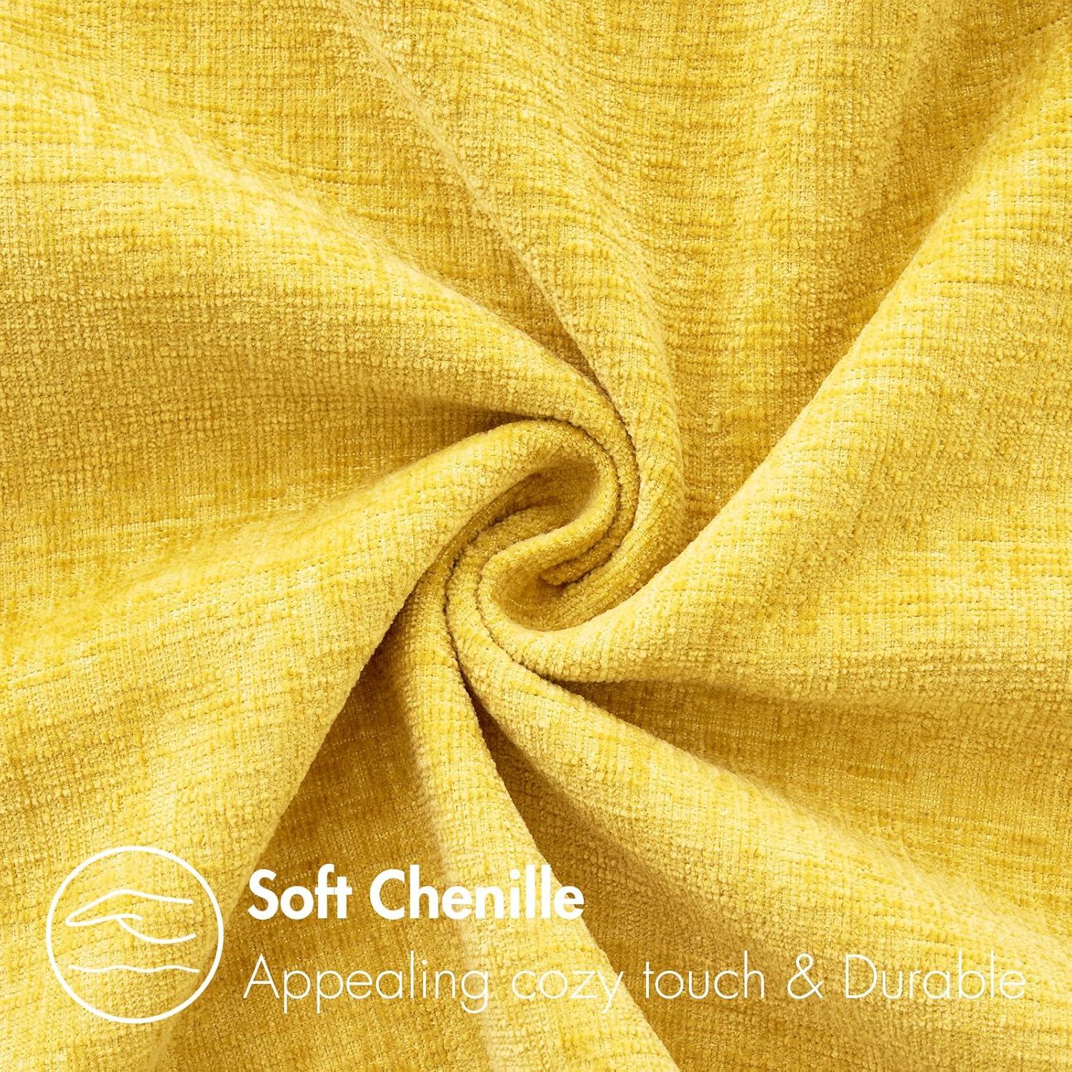 imageMIULEE Pack of 2 Couch Throw Pillow Covers 18x18 Inch Soft Gold Chenille Pillow Covers for Sofa Living Room Spring Home Decor Couch Solid Dyed CasesYellow