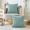 MIULEE Pack of 2 Couch Throw Pillow Covers 18×18 Inch Soft Gold Chenille Pillow Covers for Sofa Living Room Spring Home Decor Couch Solid Dyed Cases(Aqua Green)