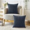MIULEE Pack of 2 Couch Throw Pillow Covers 18×18 Inch Soft Gold Chenille Pillow Covers for Sofa Living Room Spring Home Decor Couch Solid Dyed Cases(Navy Blue)