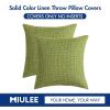 MIULEE Pack of 2 Decorative Square Throw Pillow Covers Farmhouse Style Linen Cushion Cases Vintage Decor Green Pillow Cases for Spring Couch Sofa Bedroom Car 18 x 18 Inch 45 x 45 cm