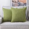 MIULEE Pack of 2 Decorative Square Throw Pillow Covers Farmhouse Style Linen Cushion Cases Vintage Decor Green Pillow Cases for Spring Couch Sofa Bedroom Car 18 x 18 Inch 45 x 45 cm