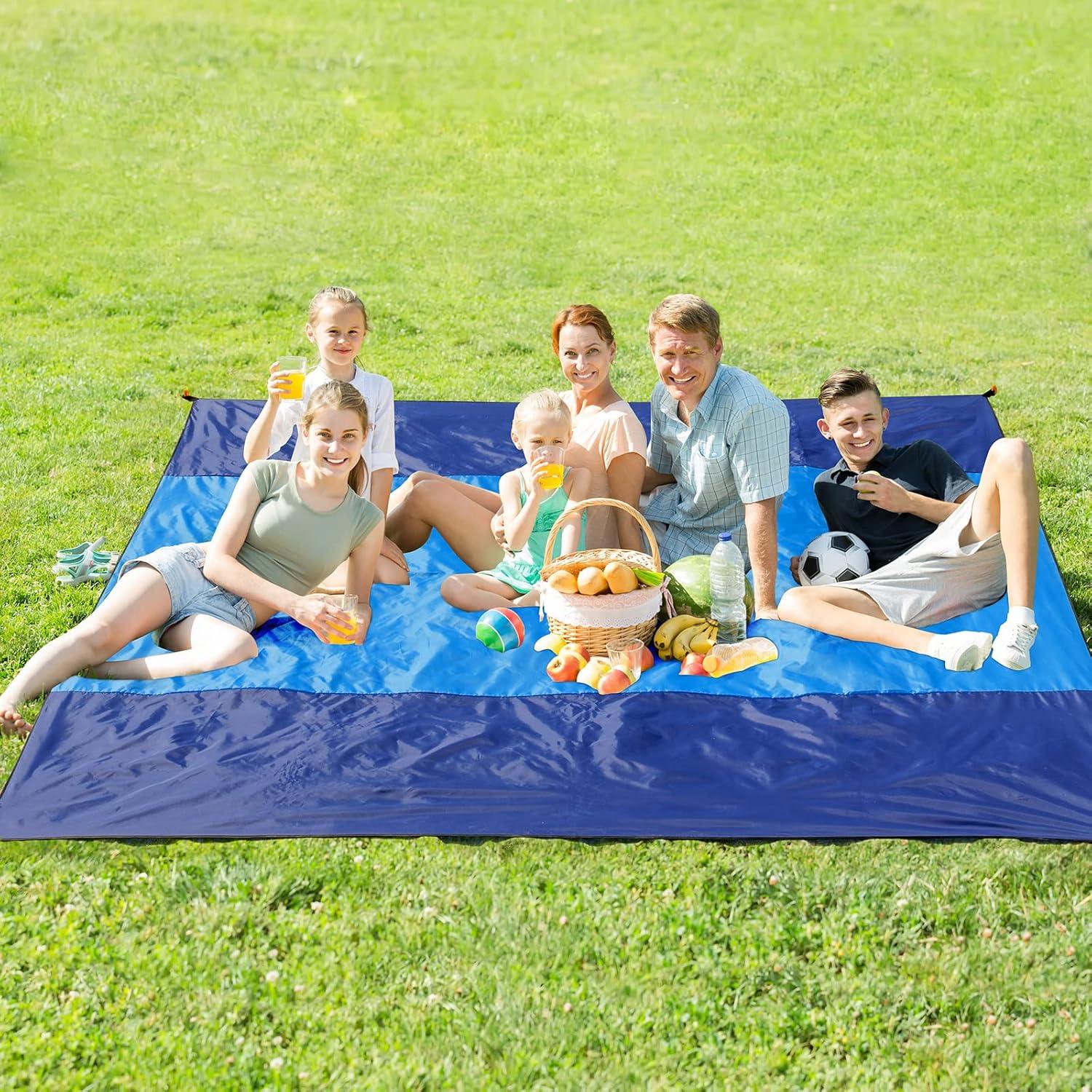 imageMIULEE Beach Blanket Waterproof Sandproof Extra Large 110quot x 114quot Beach Mat Oversized for 58 Adults Portable Lightweight Outdoor Blanket with 4 Corner Pockets for Hiking Picnic Travel Camping