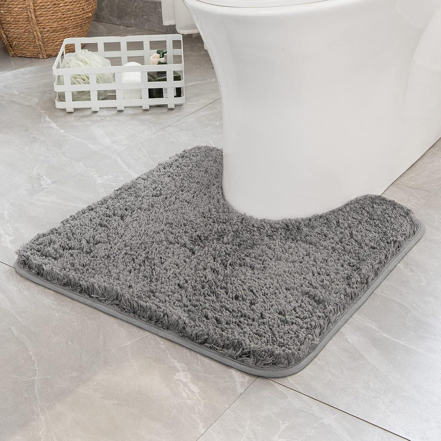 imageMIULEE Burnt Orange Extra Thick Non Slip Bathroom Rug Fall Shaggy Soft Bath Mat Plush Microfiber Absorbent Water for Shower Tub Machine Washable 16x24 InchesGrey