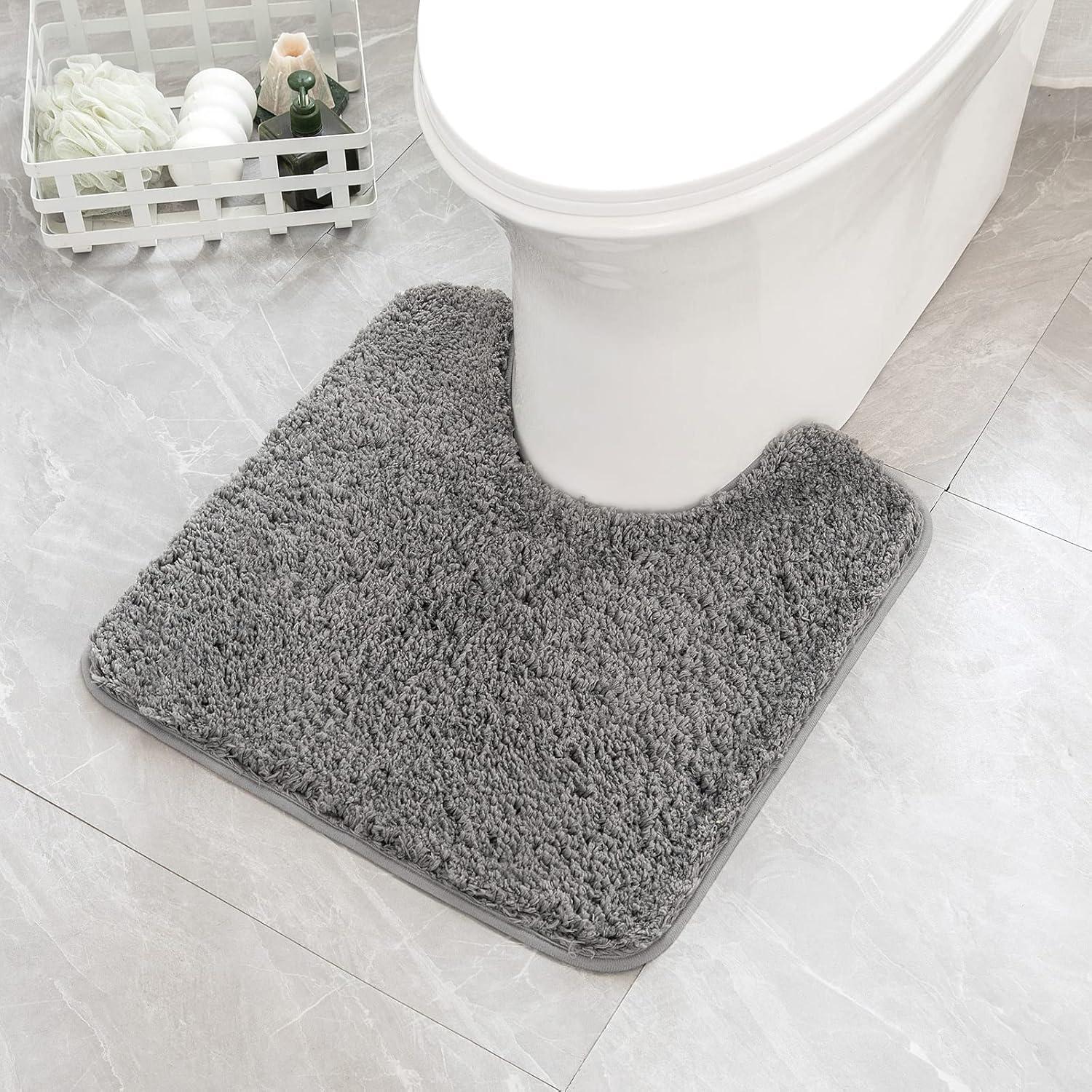 imageMIULEE Burnt Orange Extra Thick Non Slip Bathroom Rug Fall Shaggy Soft Bath Mat Plush Microfiber Absorbent Water for Shower Tub Machine Washable 16x24 InchesGrey