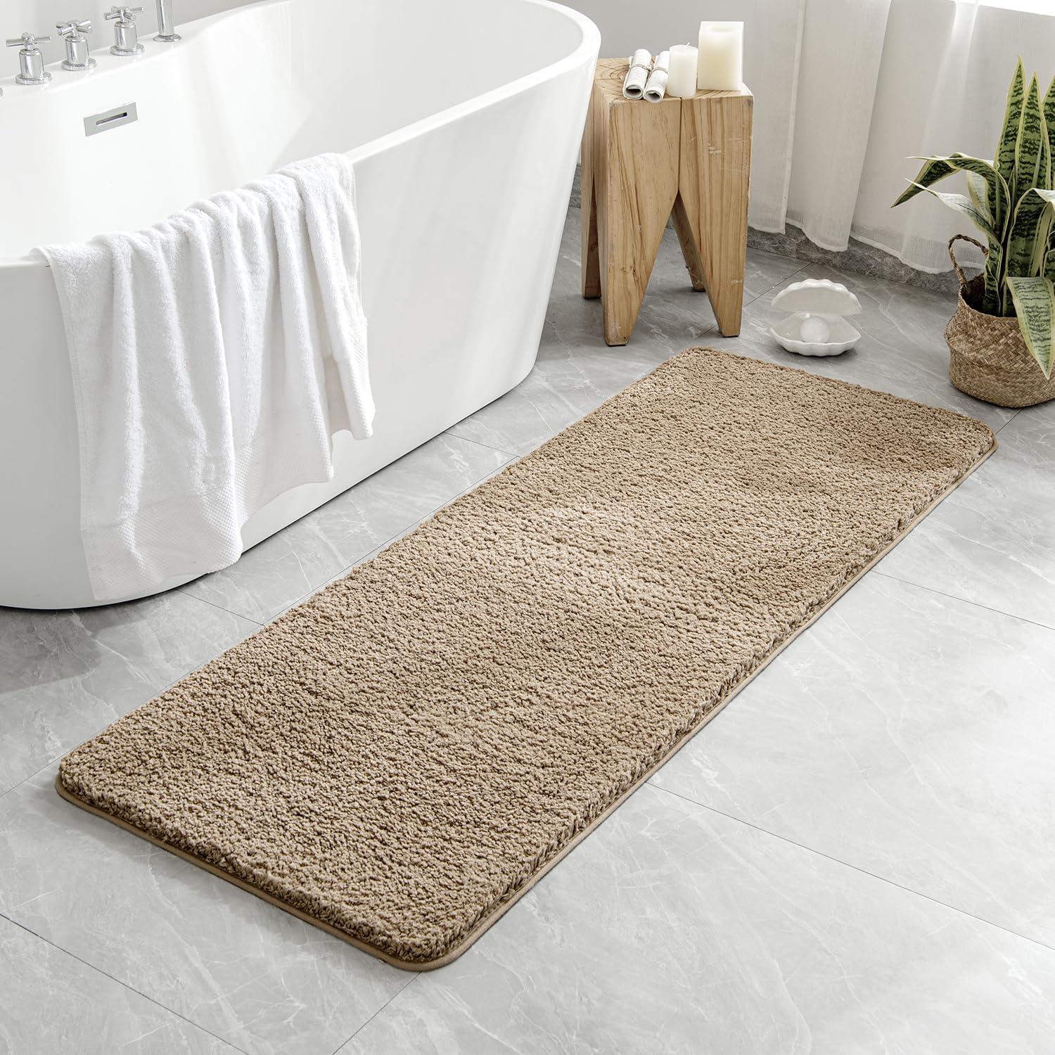 imageMIULEE Burnt Orange Extra Thick Non Slip Bathroom Rug Fall Shaggy Soft Bath Mat Plush Microfiber Absorbent Water for Shower Tub Machine Washable 16x24 InchesTan
