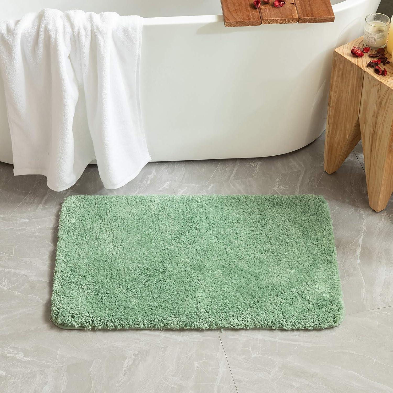 imageMIULEE Burnt Orange Extra Thick Non Slip Bathroom Rug Fall Shaggy Soft Bath Mat Plush Microfiber Absorbent Water for Shower Tub Machine Washable 16x24 InchesSage Green