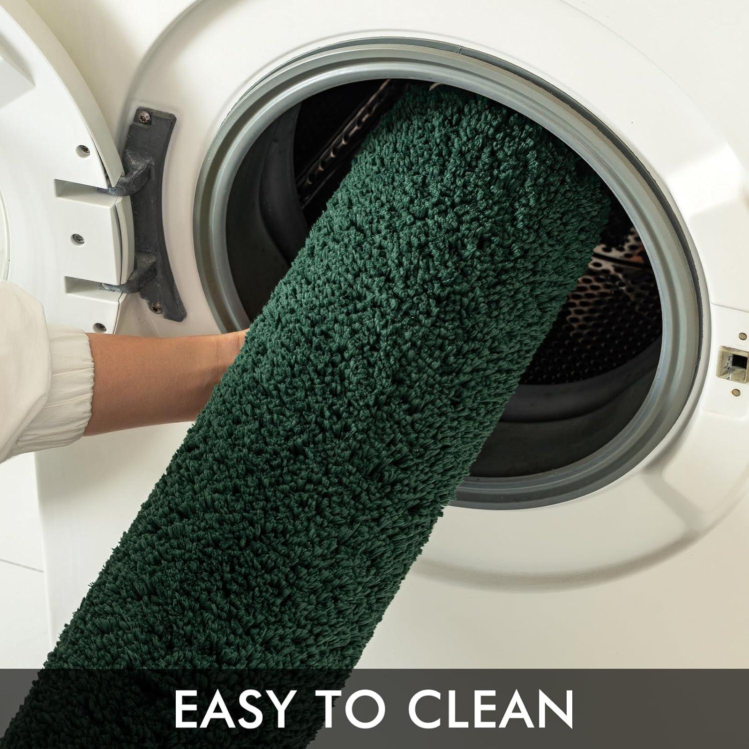 imageMIULEE Burnt Orange Extra Thick Non Slip Bathroom Rug Fall Shaggy Soft Bath Mat Plush Microfiber Absorbent Water for Shower Tub Machine Washable 16x24 InchesDark Green
