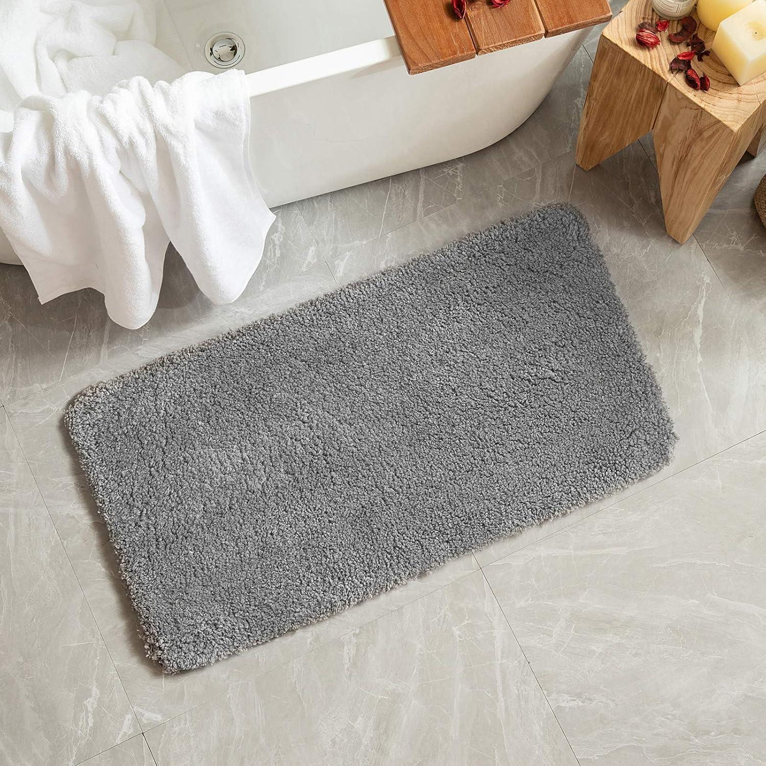 imageMIULEE Burnt Orange Extra Thick Non Slip Bathroom Rug Fall Shaggy Soft Bath Mat Plush Microfiber Absorbent Water for Shower Tub Machine Washable 16x24 InchesGrey