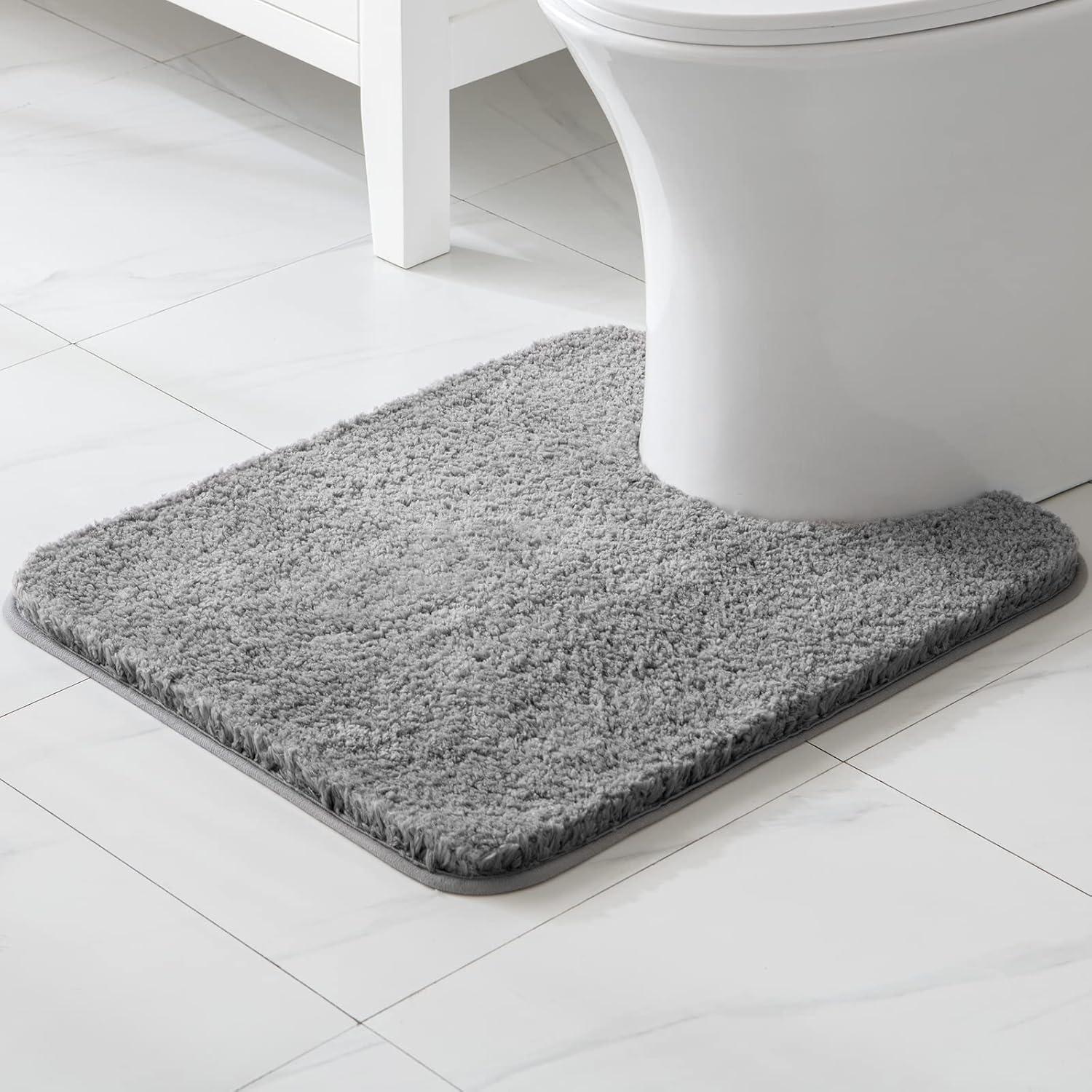 imageMIULEE Burnt Orange Extra Thick Non Slip Bathroom Rug Fall Shaggy Soft Bath Mat Plush Microfiber Absorbent Water for Shower Tub Machine Washable 16x24 InchesGrey