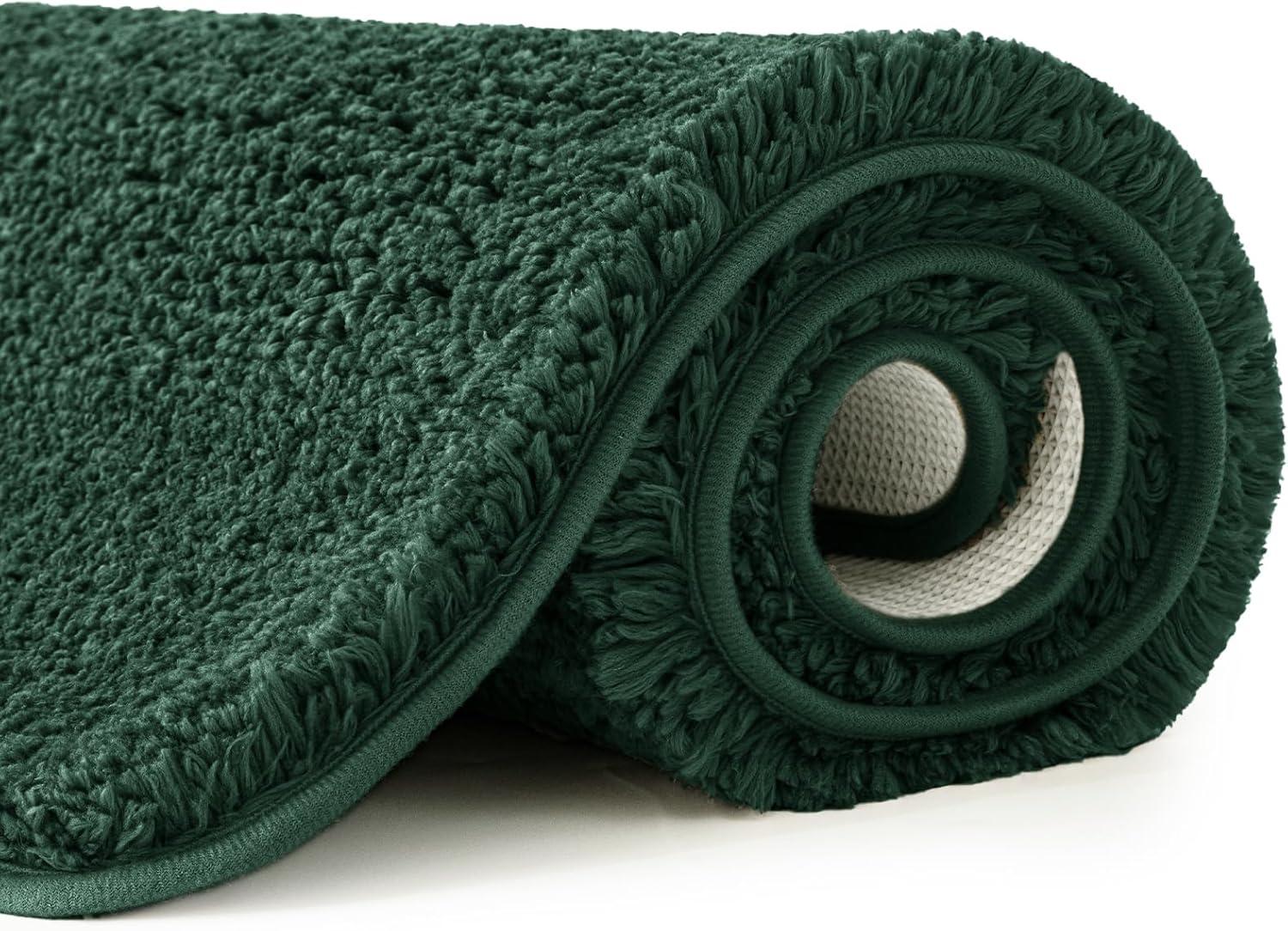 imageMIULEE Burnt Orange Extra Thick Non Slip Bathroom Rug Fall Shaggy Soft Bath Mat Plush Microfiber Absorbent Water for Shower Tub Machine Washable 16x24 InchesDark Green
