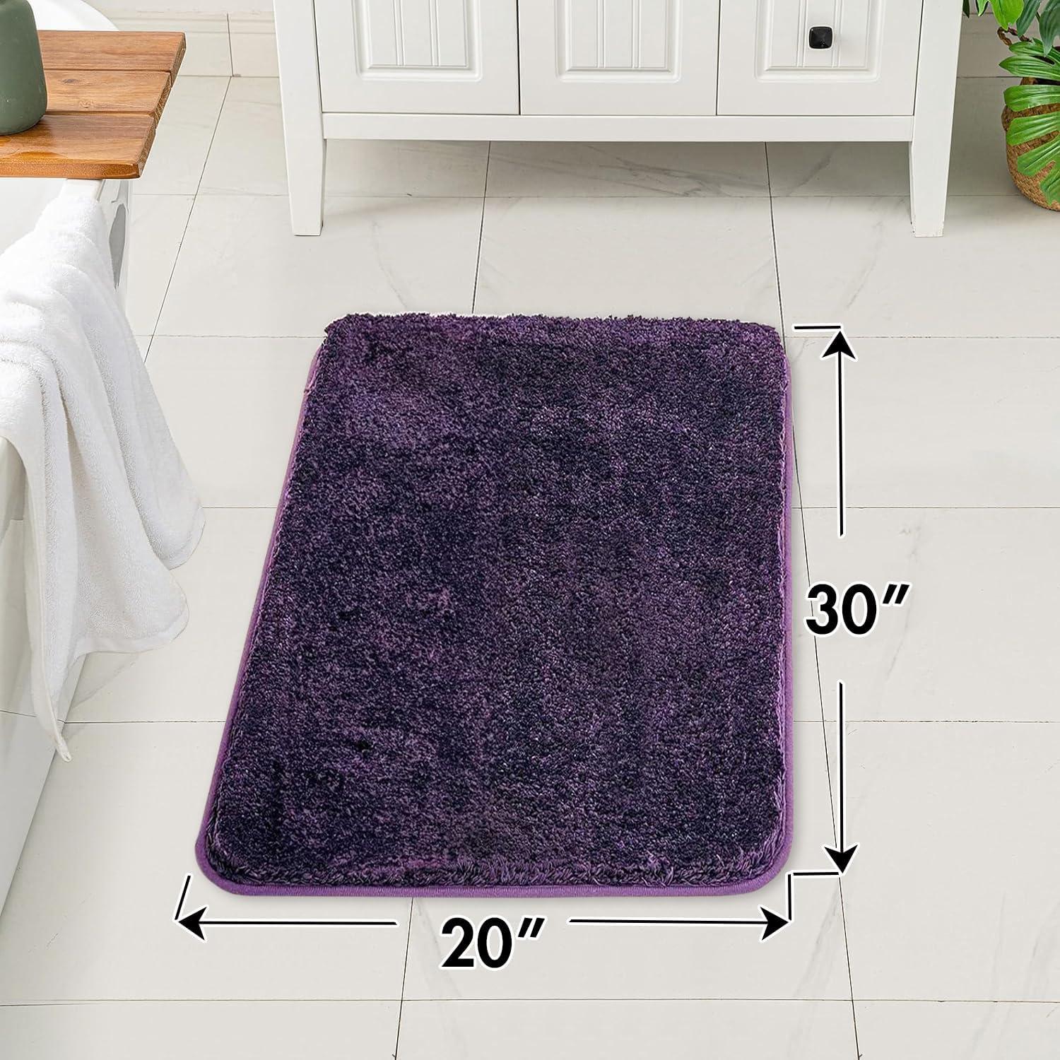 imageMIULEE Burnt Orange Extra Thick Non Slip Bathroom Rug Fall Shaggy Soft Bath Mat Plush Microfiber Absorbent Water for Shower Tub Machine Washable 16x24 InchesDark Purple