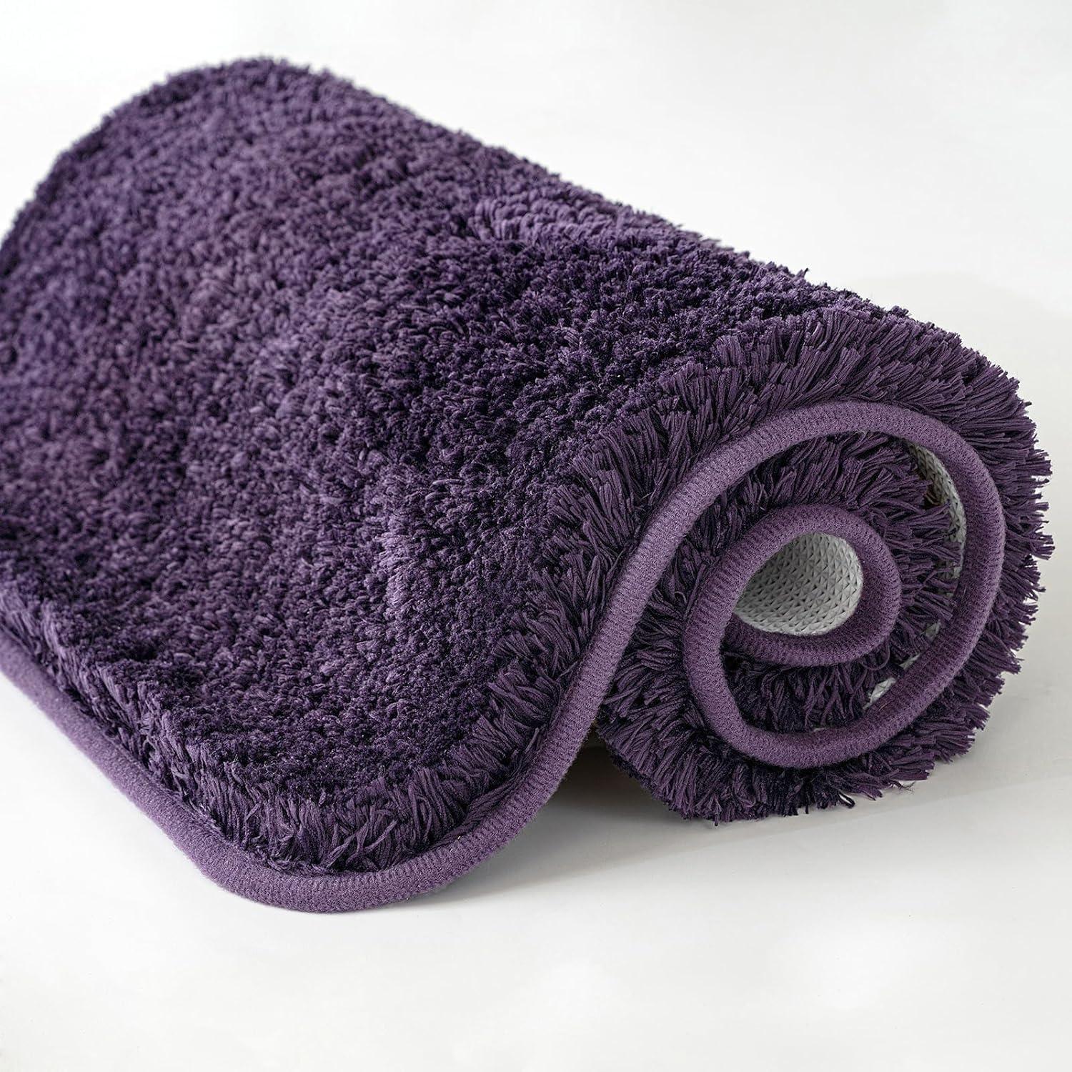 imageMIULEE Burnt Orange Extra Thick Non Slip Bathroom Rug Fall Shaggy Soft Bath Mat Plush Microfiber Absorbent Water for Shower Tub Machine Washable 16x24 InchesDark Purple