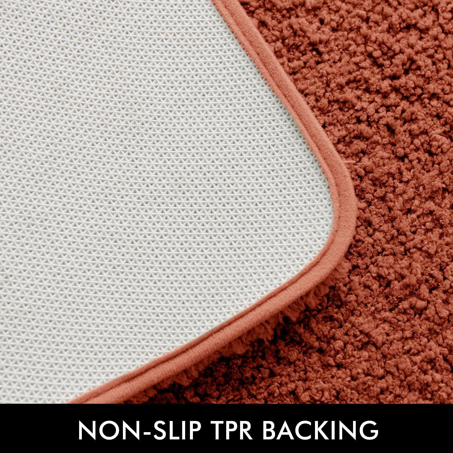 imageMIULEE Burnt Orange Extra Thick Non Slip Bathroom Rug Fall Shaggy Soft Bath Mat Plush Microfiber Absorbent Water for Shower Tub Machine Washable 16x24 InchesRust