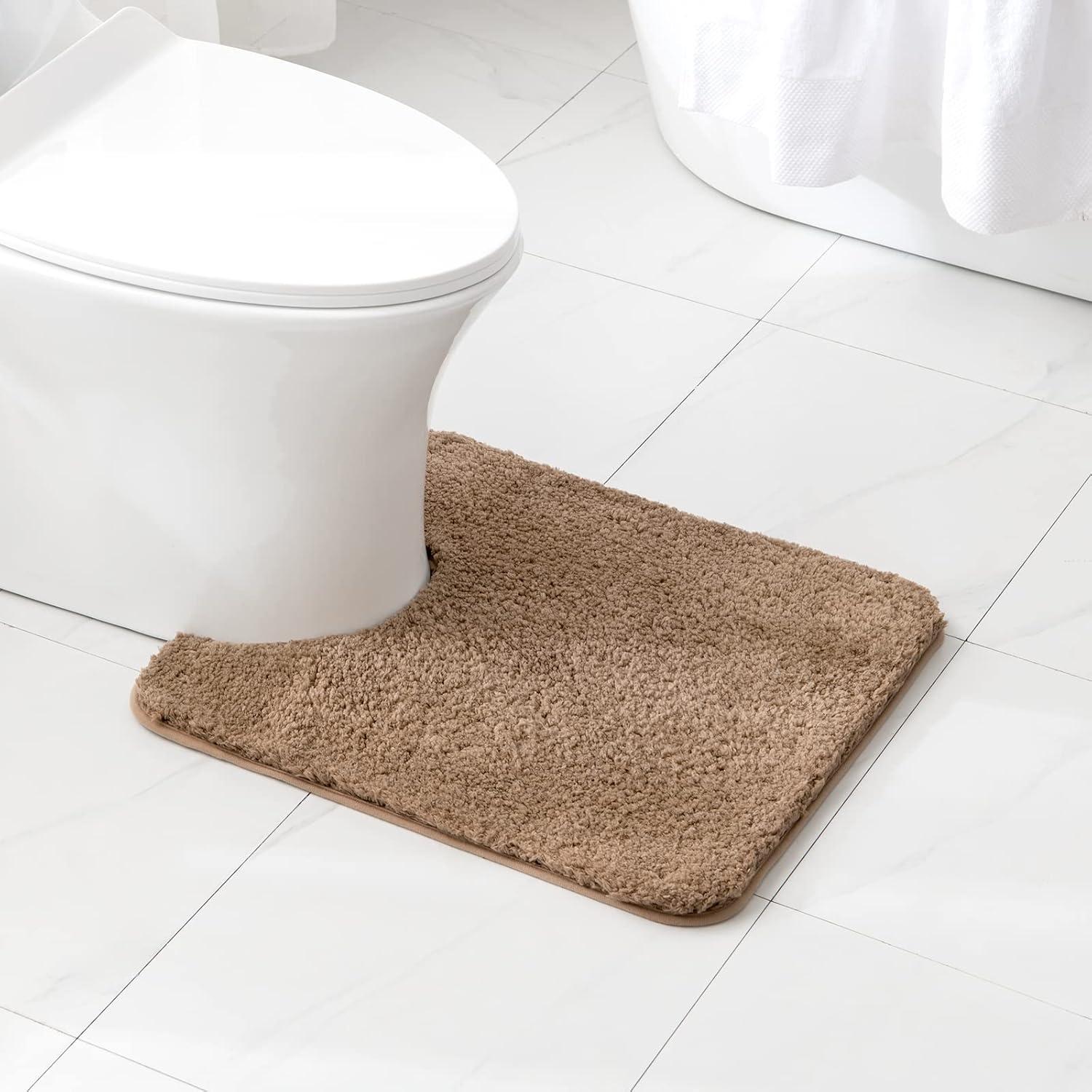 imageMIULEE Burnt Orange Extra Thick Non Slip Bathroom Rug Fall Shaggy Soft Bath Mat Plush Microfiber Absorbent Water for Shower Tub Machine Washable 16x24 InchesLight Brown