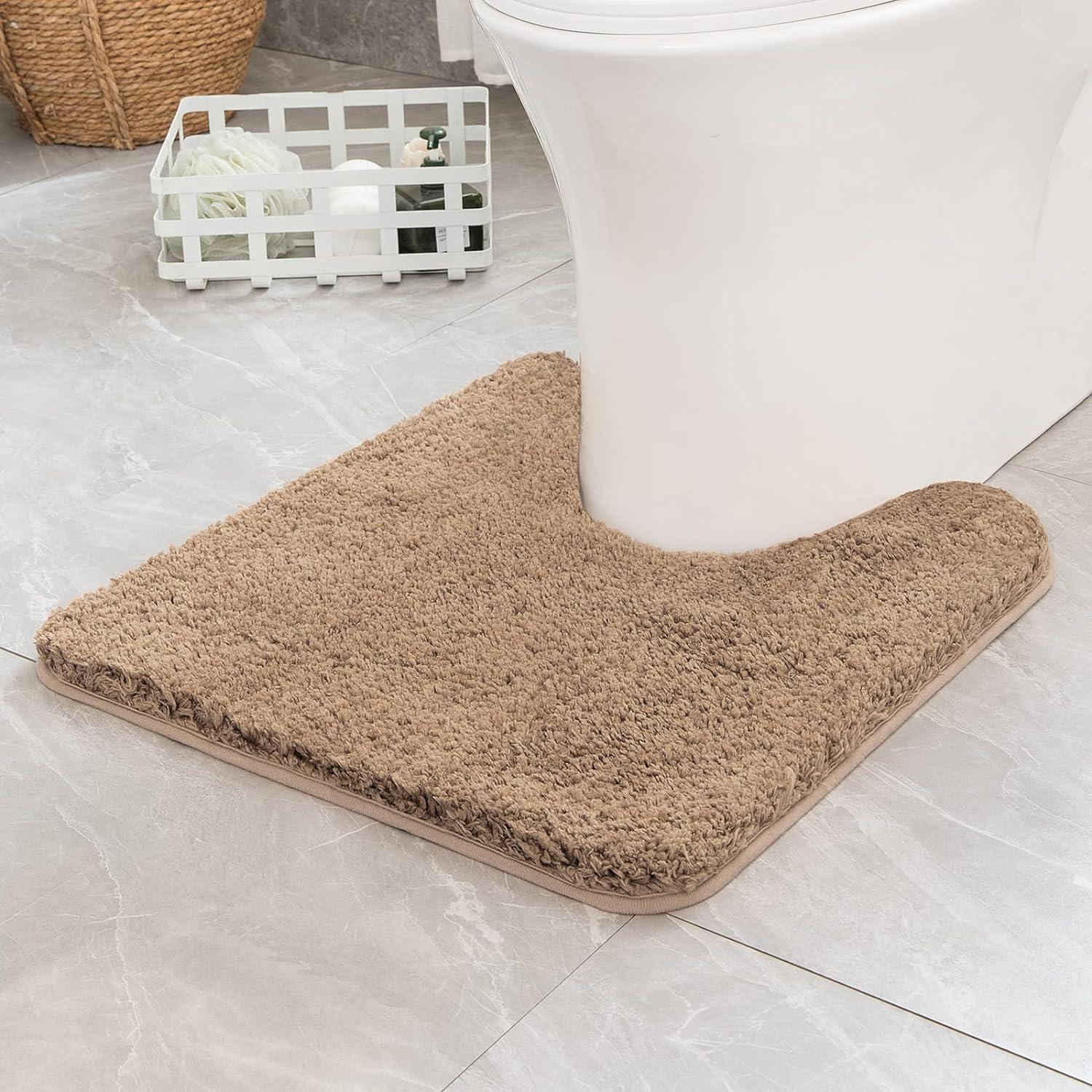imageMIULEE Burnt Orange Extra Thick Non Slip Bathroom Rug Fall Shaggy Soft Bath Mat Plush Microfiber Absorbent Water for Shower Tub Machine Washable 16x24 InchesLight Brown
