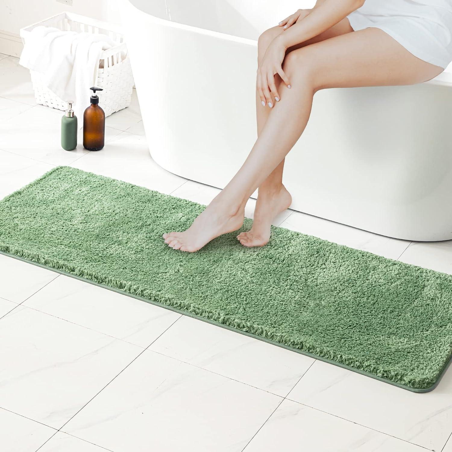 imageMIULEE Burnt Orange Extra Thick Non Slip Bathroom Rug Fall Shaggy Soft Bath Mat Plush Microfiber Absorbent Water for Shower Tub Machine Washable 16x24 InchesSage Green