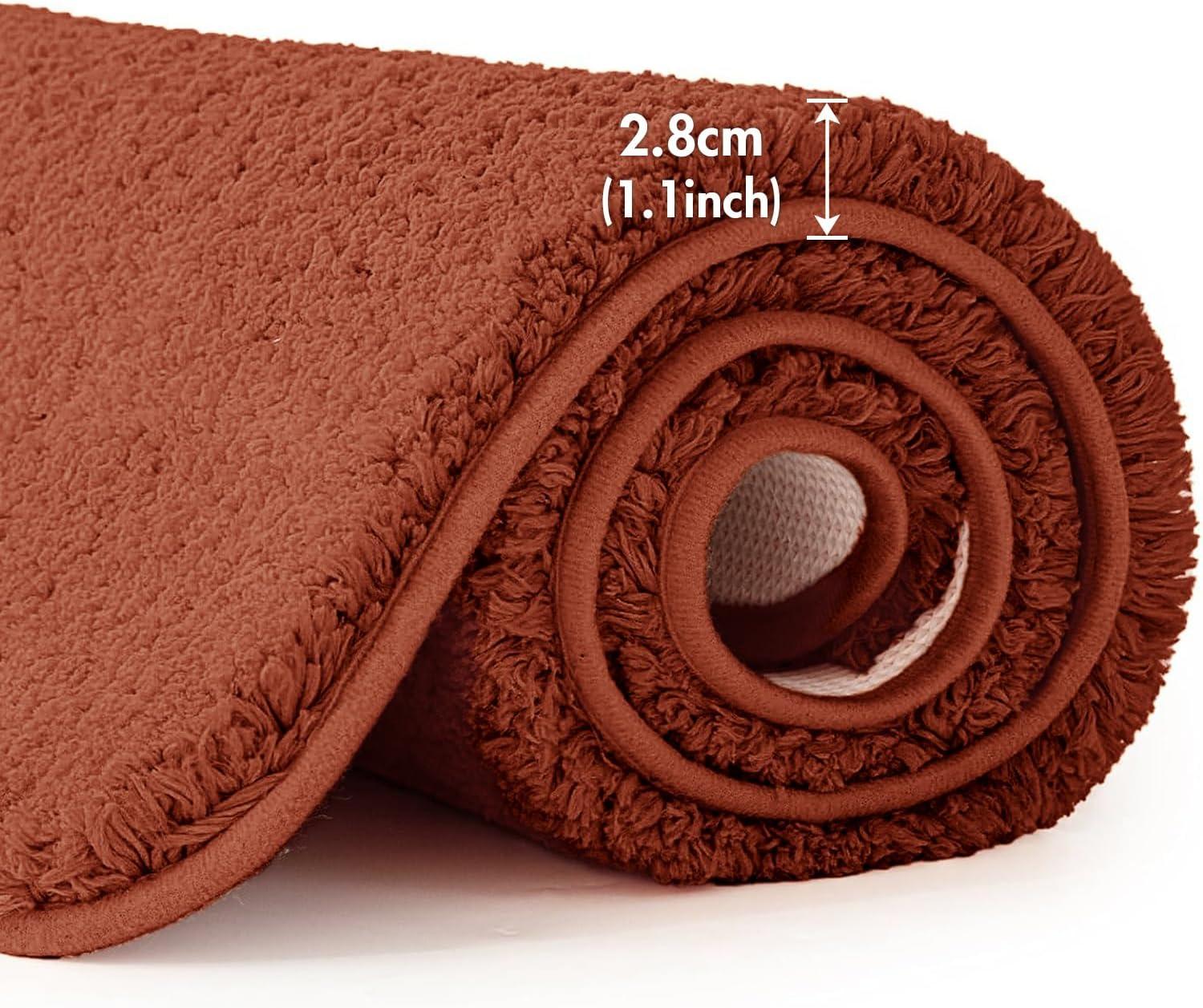 imageMIULEE Burnt Orange Extra Thick Non Slip Bathroom Rug Fall Shaggy Soft Bath Mat Plush Microfiber Absorbent Water for Shower Tub Machine Washable 16x24 InchesRust