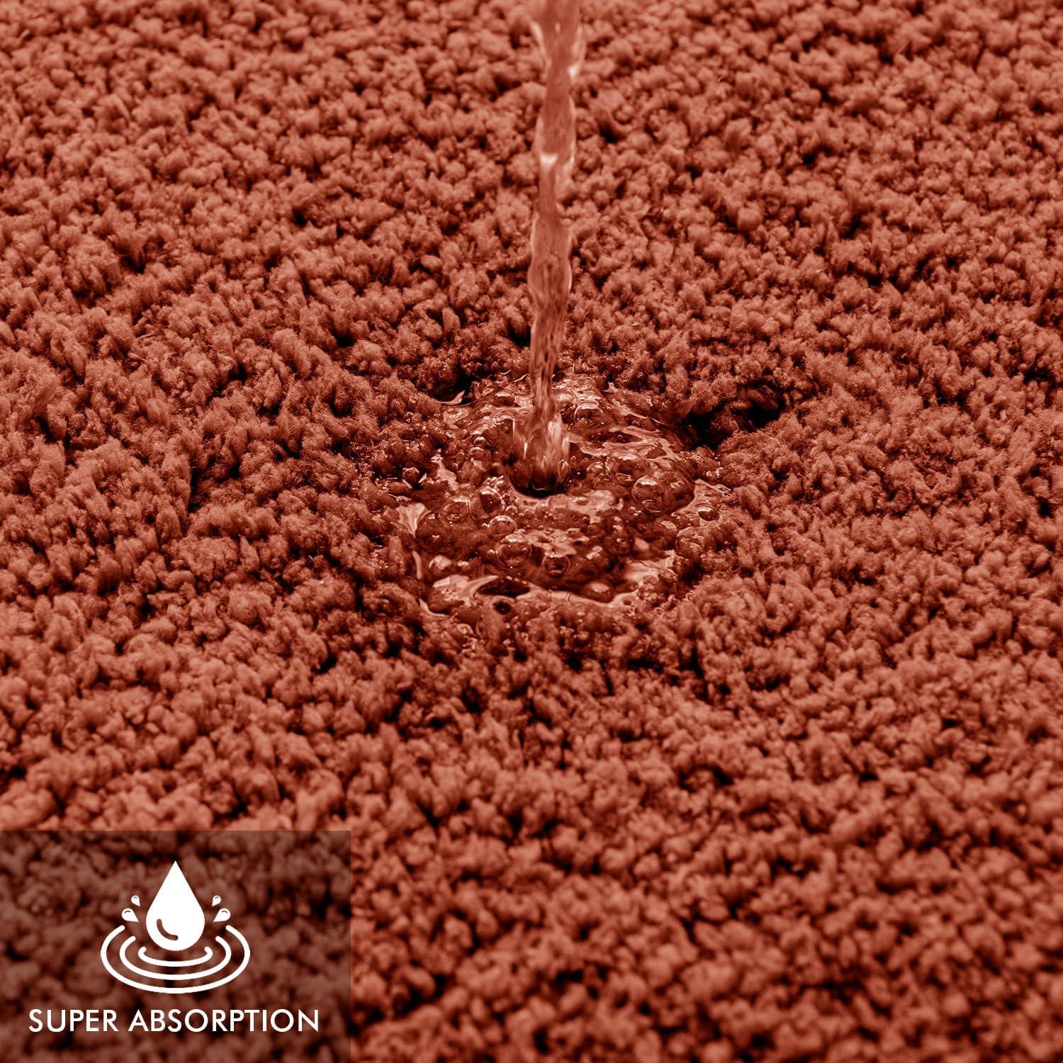 imageMIULEE Burnt Orange Extra Thick Non Slip Bathroom Rug Fall Shaggy Soft Bath Mat Plush Microfiber Absorbent Water for Shower Tub Machine Washable 16x24 InchesRust