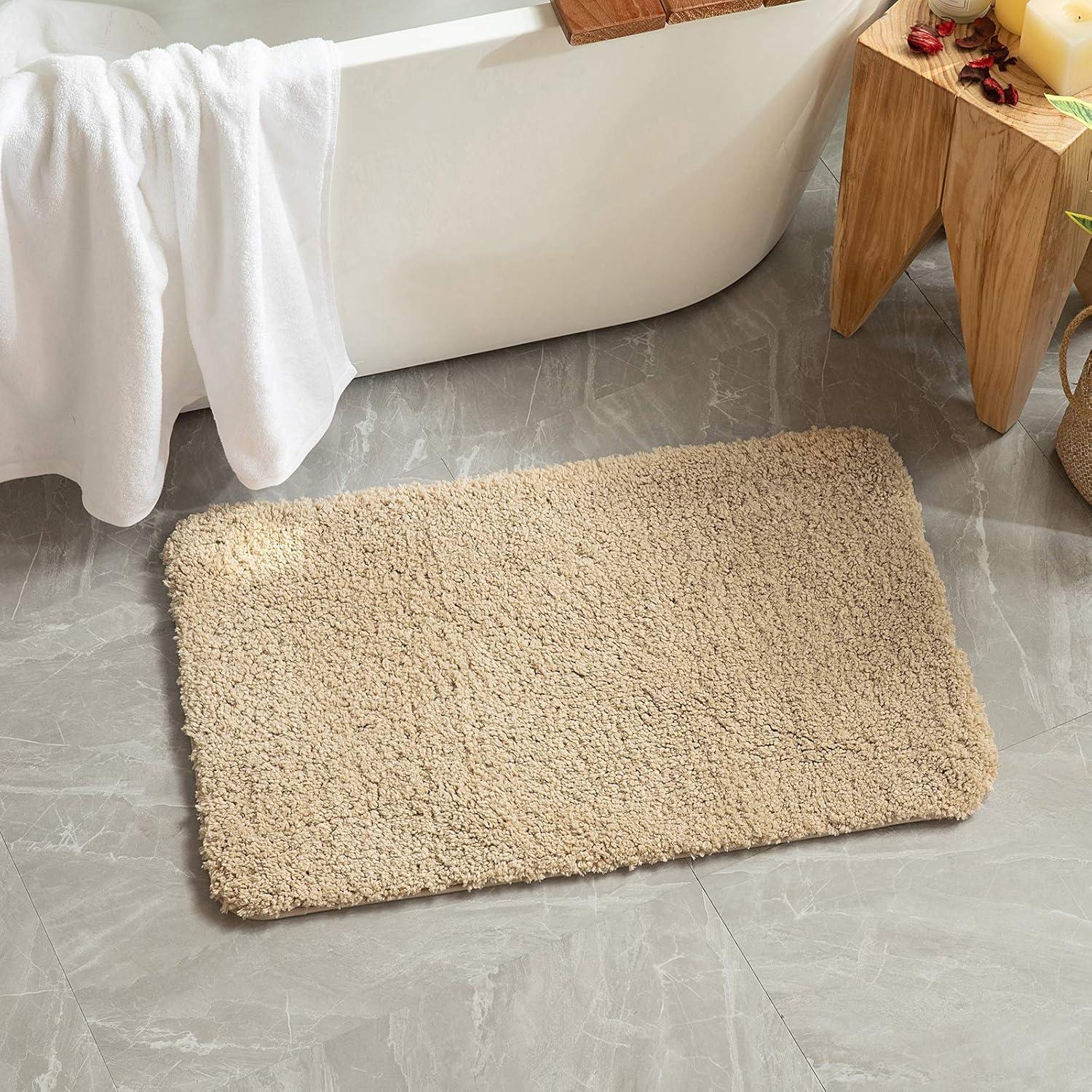 imageMIULEE Burnt Orange Extra Thick Non Slip Bathroom Rug Fall Shaggy Soft Bath Mat Plush Microfiber Absorbent Water for Shower Tub Machine Washable 16x24 InchesCamel