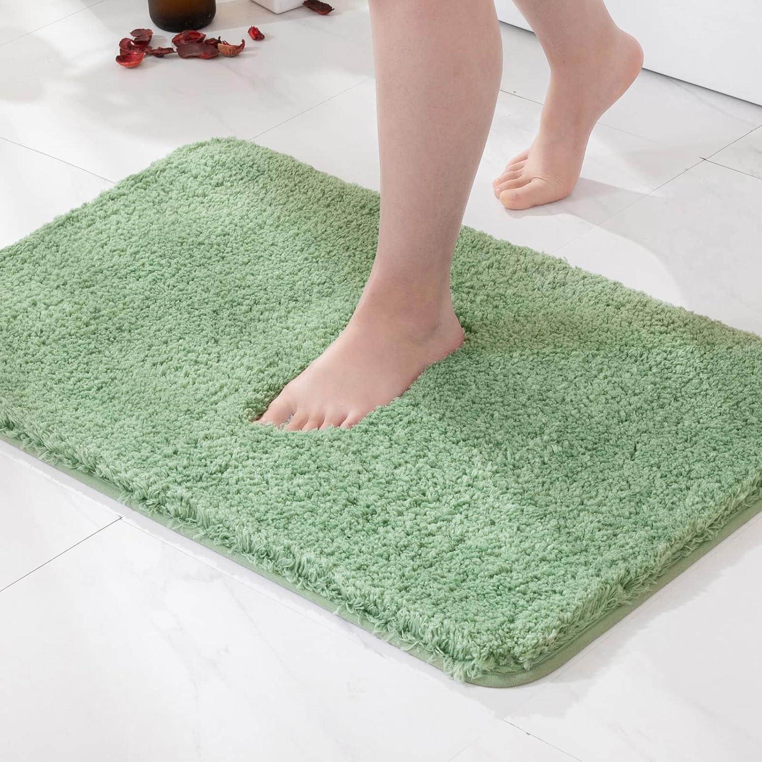 imageMIULEE Burnt Orange Extra Thick Non Slip Bathroom Rug Fall Shaggy Soft Bath Mat Plush Microfiber Absorbent Water for Shower Tub Machine Washable 16x24 InchesSage Green